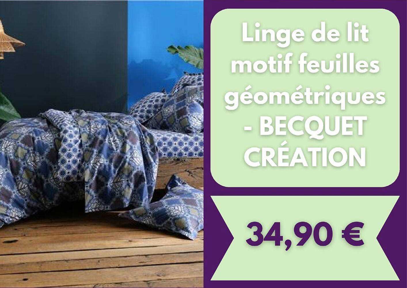 Linge De Lit Motif Feuilles Géométriques - Becquet Création