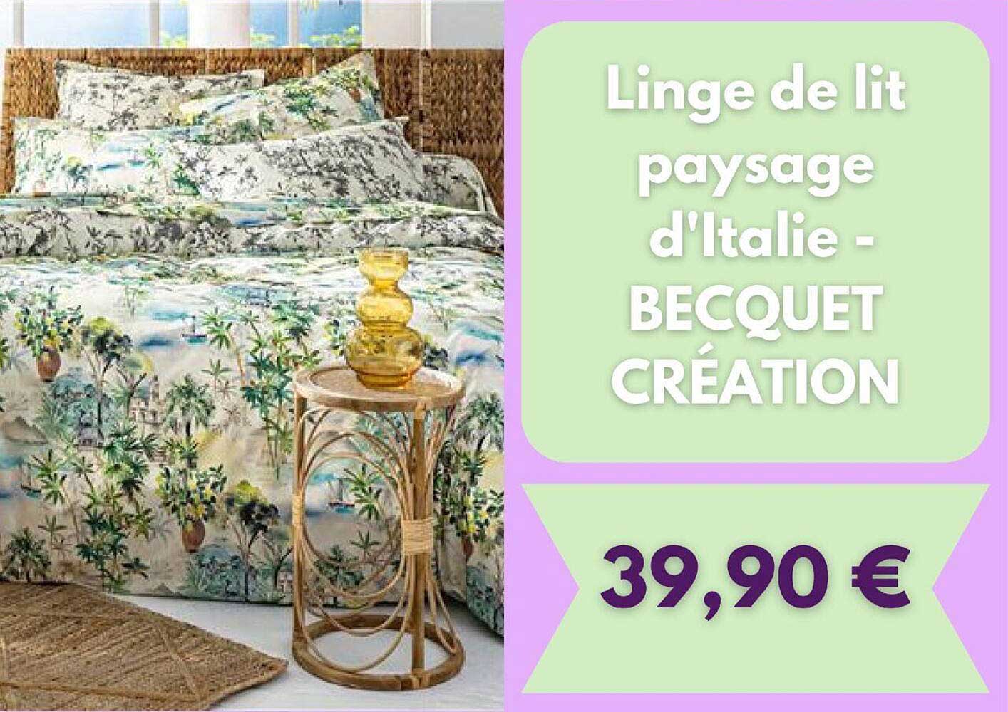 linge de lit paysage d'italie - becquet création