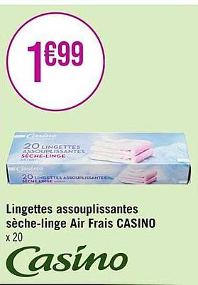 lingettes assouplissantes sèche-linge air frais casino