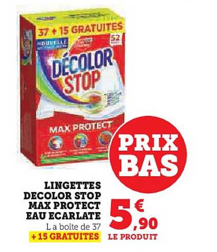 lingettes decolor stop max protect eau ecarlate