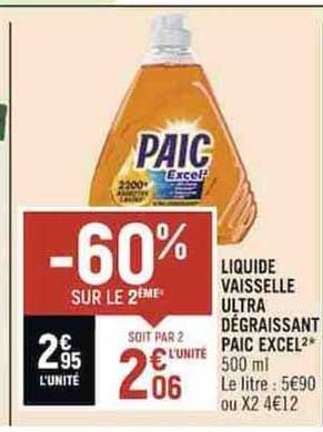 Liquide Vaisselle Ultra Dégraissant Paic Excel²