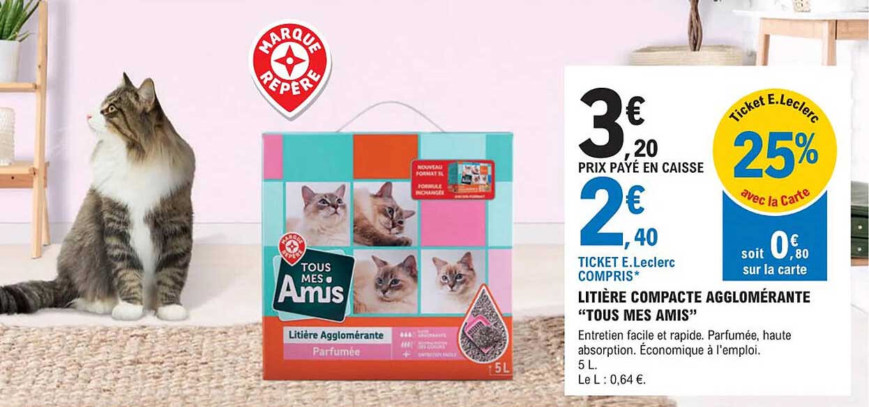 litière compacte agglomérante "tous mes amis"