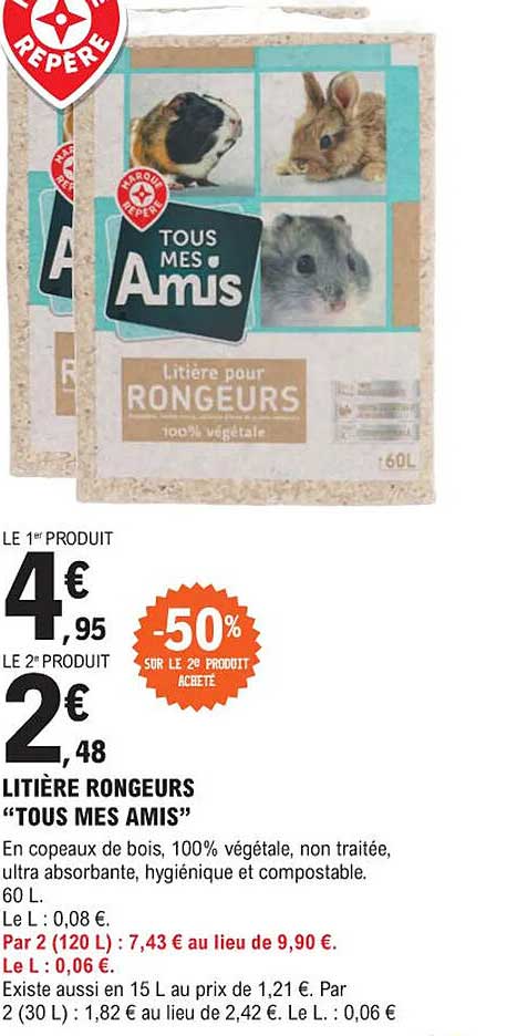 litière rongeurs "tous mes amis"