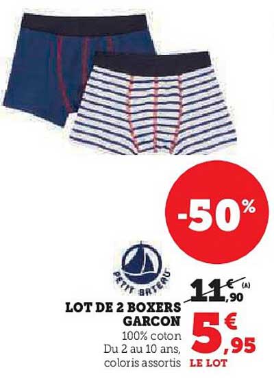 lot de 2 boxers garcon