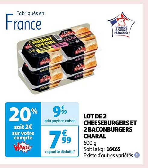 Lot De 2 Cheeseburgers Et 2 Baconburgers Charal