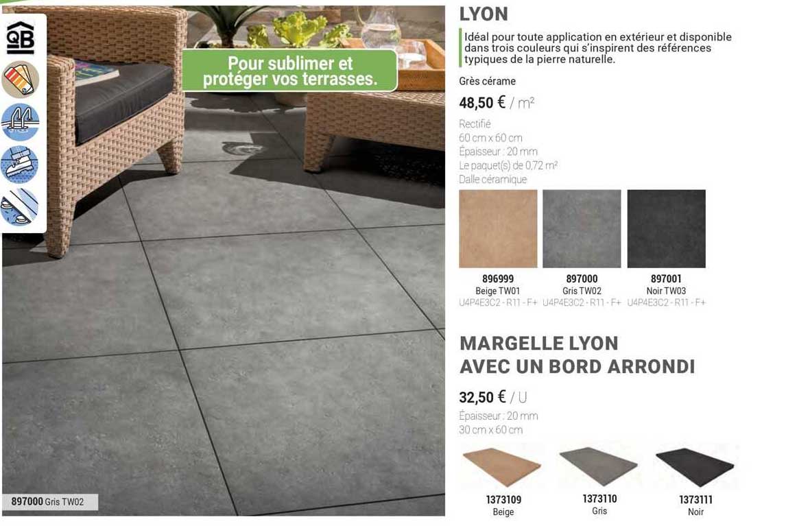 lyon ou margelle lyon avec un bord arrondi