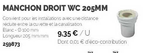 Manchon Droit Wc 205mm