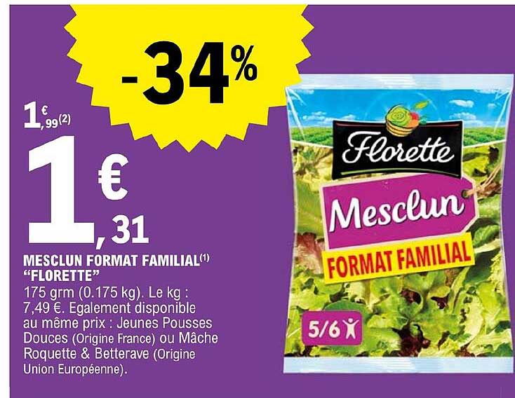 mesclun format familial "florette"