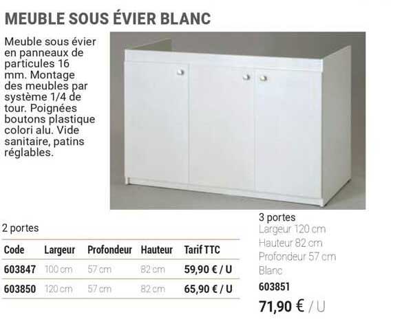meuble sous évier blanc