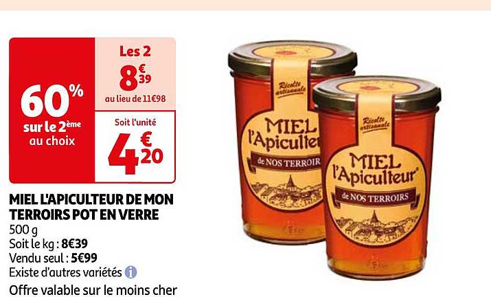 miel l'apiculteur de mon terroirs pot en verre