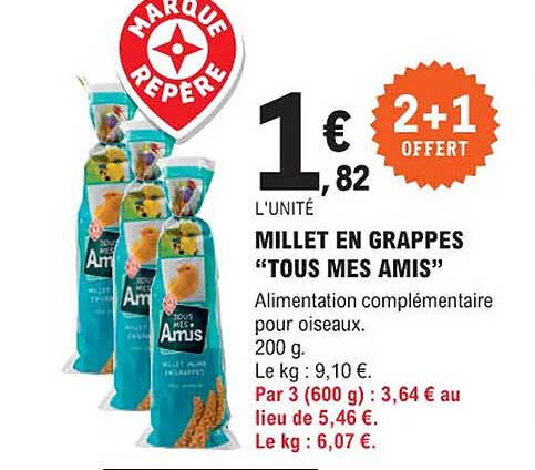 millet en grappes "tous mes amis"