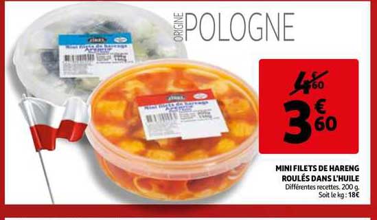 mini filets de hareng roulés dans l'huile