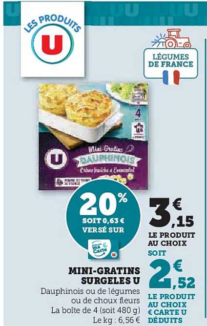 mini-gratins surgelés u