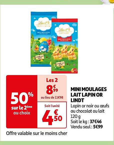 mini moulages lait lapin or lindt