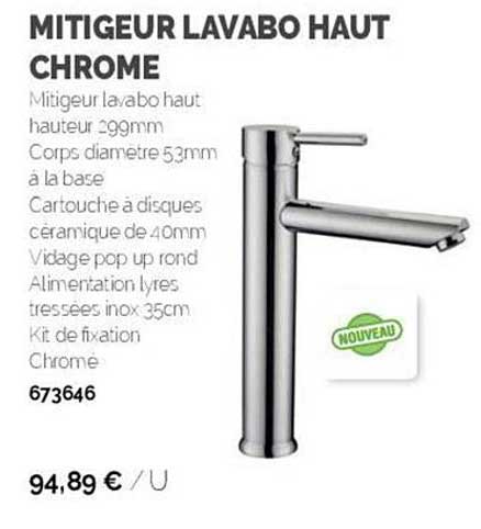 Mitigeur Lavabo Haut Chrome
