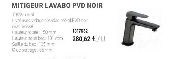 mitigeur lavabo pvd noir