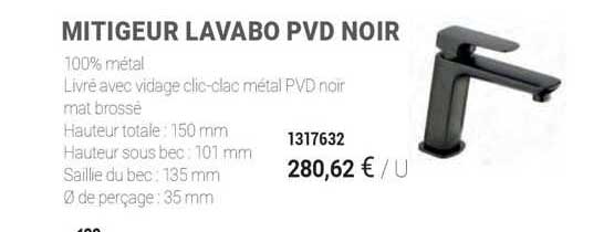 mitigeur lavabo pvd noir