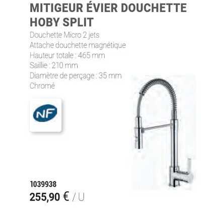 mitigue évier douchette hoby split