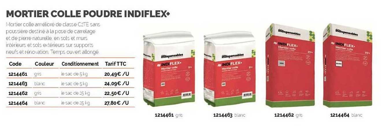 Mortier  Colle Poudre Indiflex