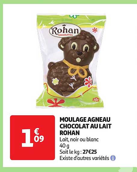 moulage agneau chocolat au lait rohan