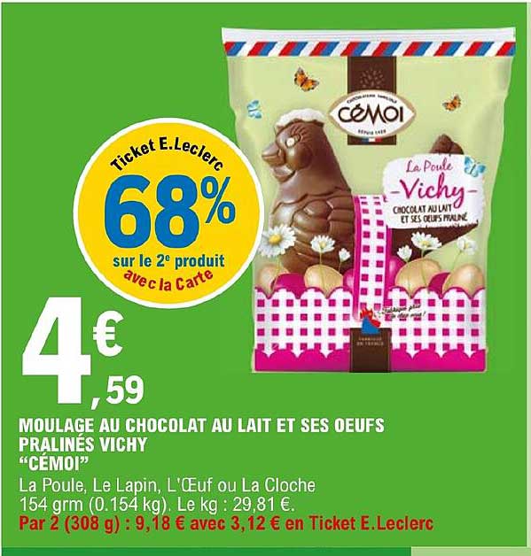 moulage au chocolat au lait et ses oeufs pralinés vichy "cémoi"