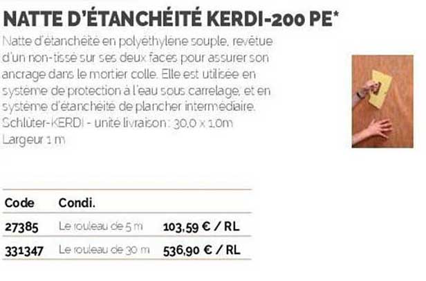 natte d'étanchéité kerdi -200 pe