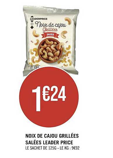 noix de cajou grillées salées leader price
