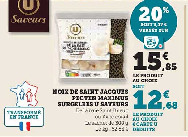 noix de saint jacques pecten maximus surgelées u saveurs