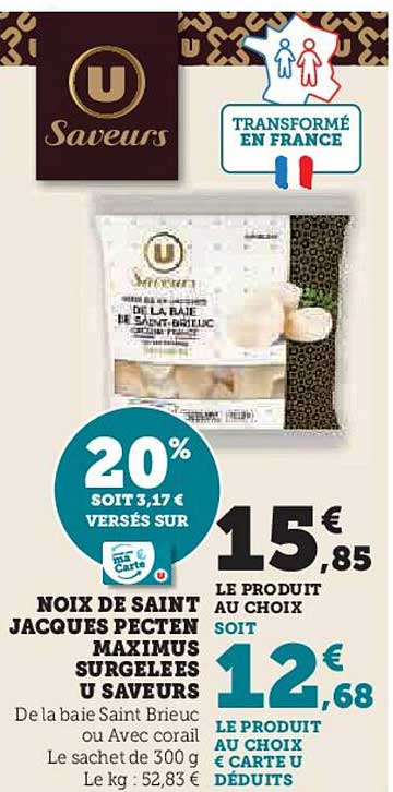 noix de saint jacques pecten maximus surgelées  u saveurs