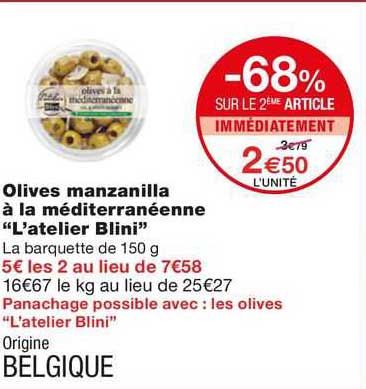 Olives Manzanilla à La Méditerranéenne "l'atelier Blini"