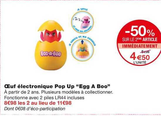 œuf électronique pop up "egg a boo"