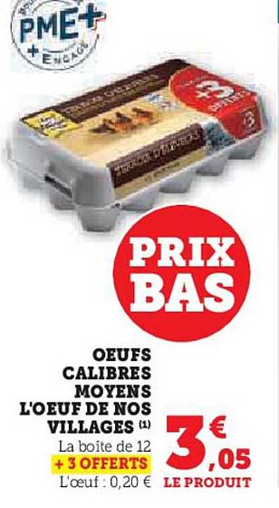 œufs calibres moyens l'œuf de nos village