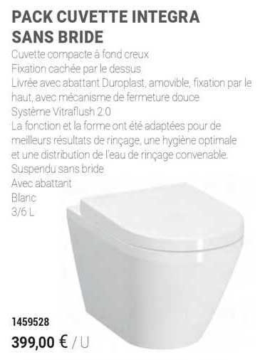 pack cuvette integra sans bride
