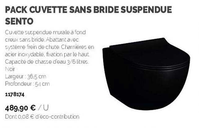 pack cuvette sans bride suspendue sento