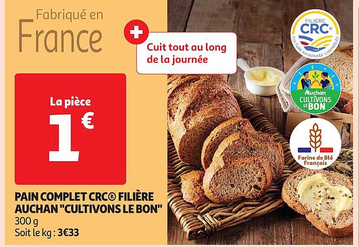 pain complet crc filière auchan "cultivons le bon"