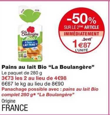 Pains Au Lait Bio "la Boulangère"