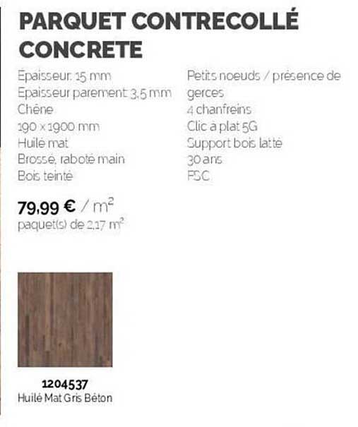 Parquet Contrecollé Concrete
