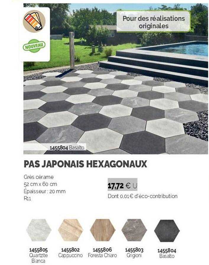 pas japonais hexagonaux