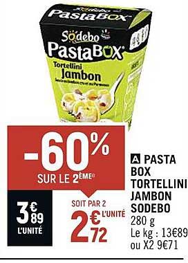 Pasta Box Tortellini Jambon Sodebo