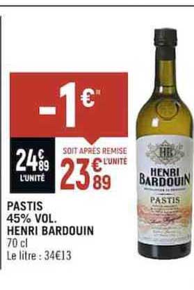 pastis 45% vol henri bardouin