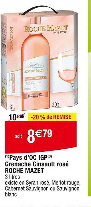 pays d'oc igp grenache cinsault rosé roche mazet