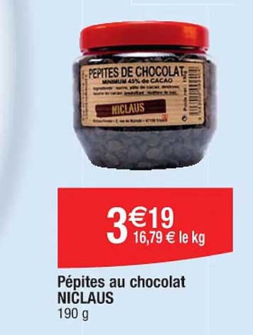 pépites au chocolat niclaus