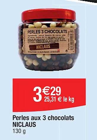 perles aux 3 chocolats niclaus