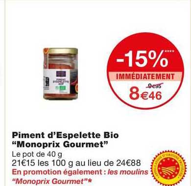piment d'espelette bio "monoprix gourmet"