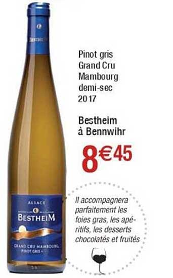 pinot gris grand cru mambourg demi-sec 2017 bestheim à bennwihr
