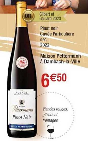 pinot noir cuvée particulière sec 2022 maison pettermann à dambach-la-ville