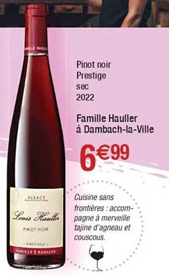pinot noir prestige sec 2022 famille hauller à dambach-la-ville