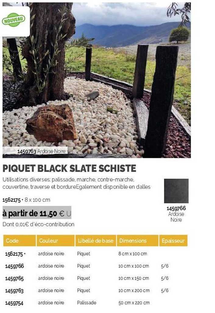 piquet black slate schiste