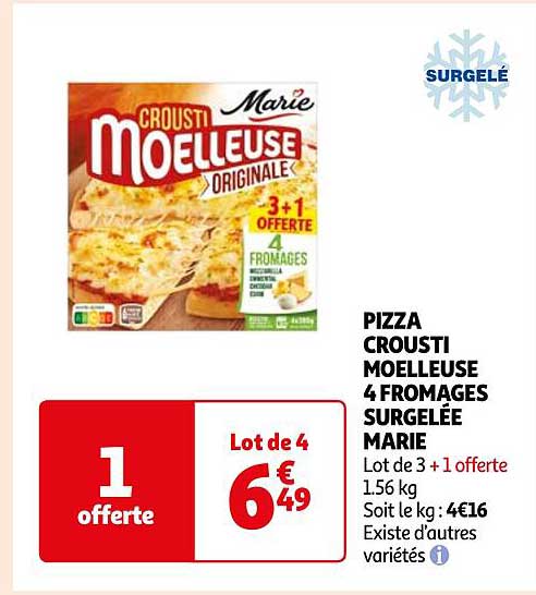 Pizza Crousti Moelleuse 4 Fromages Surgelée Marie