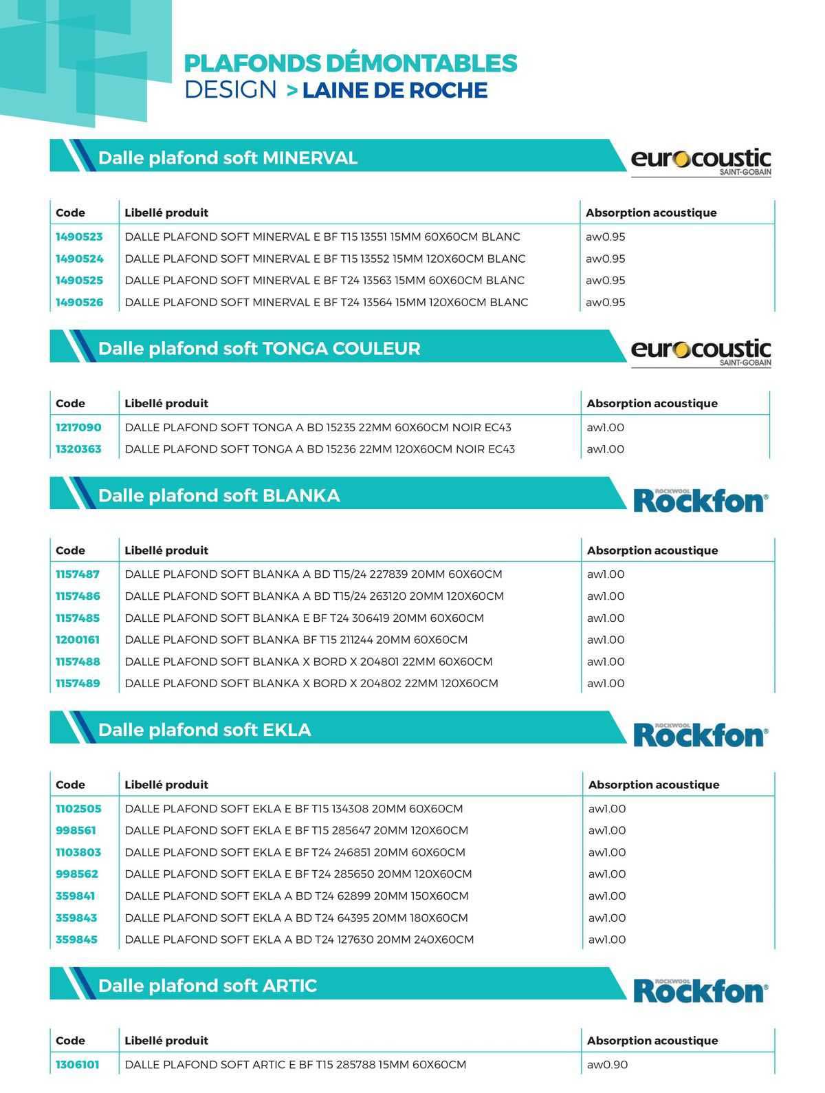 plafonds démontables design >laien de roche